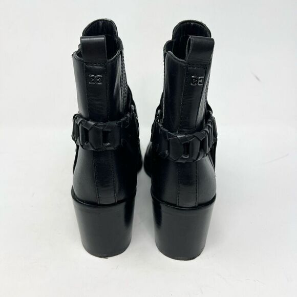 Sam Edelman Dalma Ankle Boots Womens 10 Black Studded Harness Leather Chelsea - Picture 2 of 8